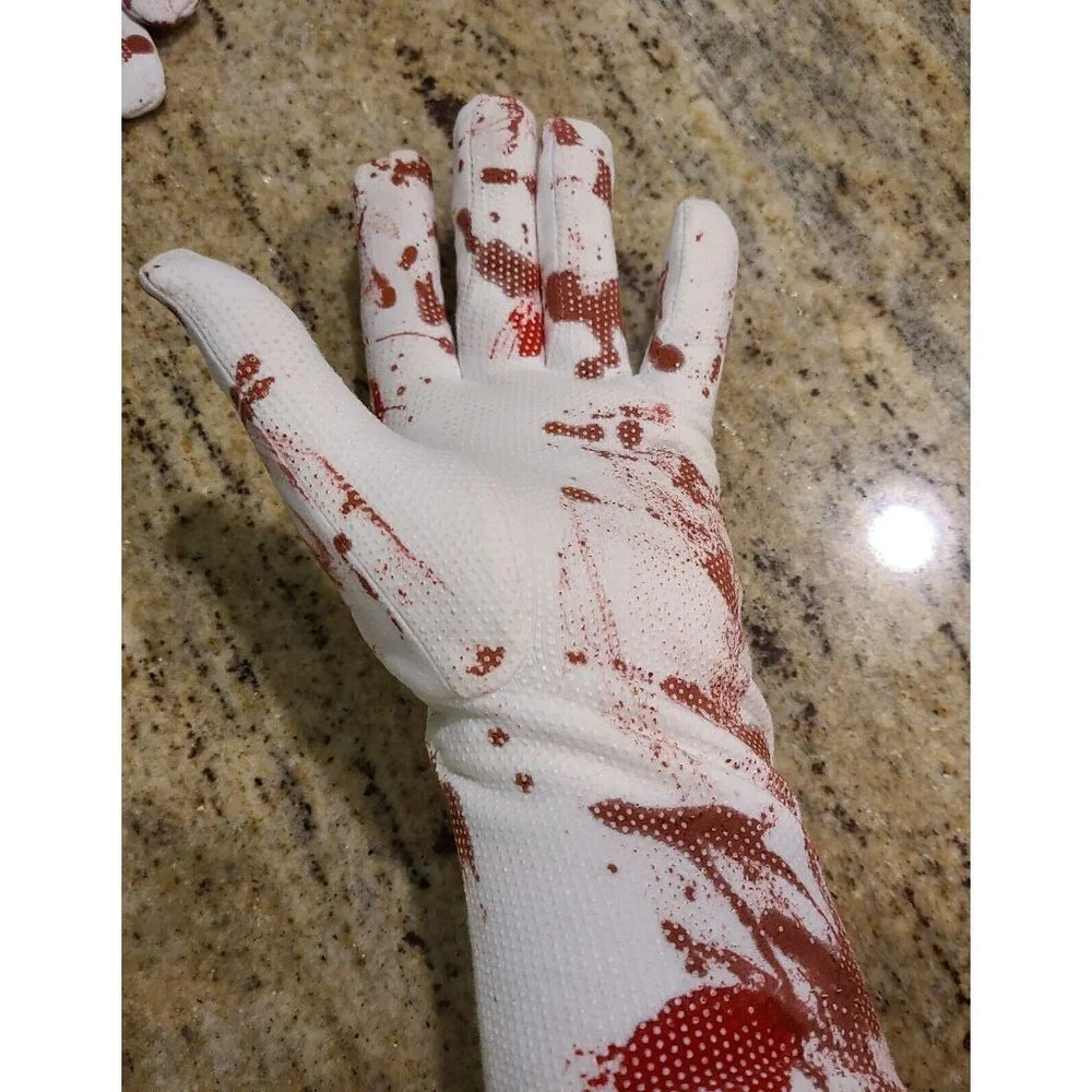 Vintage Size XXL Stretch Long Formal Fake Bloody Horror Zombie Costume Gloves - Picture 11 of 15